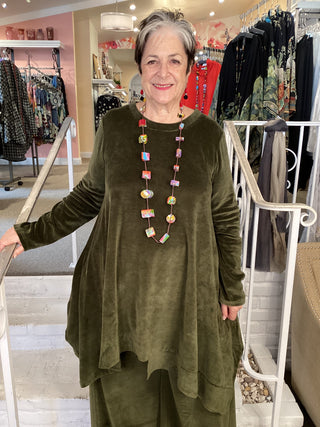 CLARA VELVET TUNIC - KHAKI