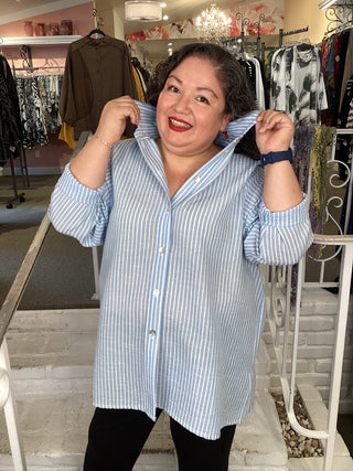STRIPE SHIRT - LT BLUE