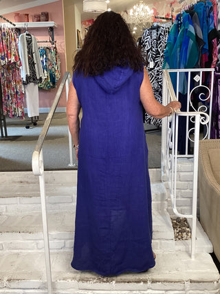 SLEVELESS COWL DRESS - BLUE