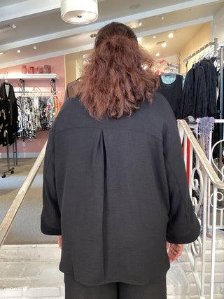 COLLAR AIRFLOW TUNIC - BLACK