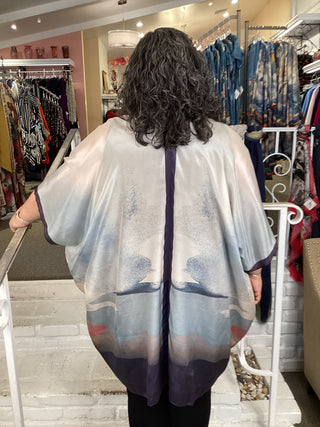 Silk Long Kimono - Cool Breeze