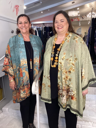 OPEN KIMONO - PEONY MINT GREEN