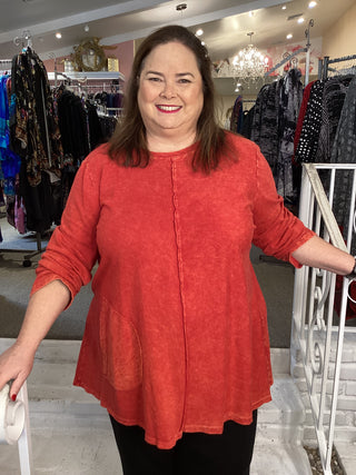 FRENCH TERRY TUNIC - SCARLET