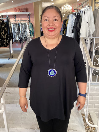 JACKIE 3/4 TOP - BLACK