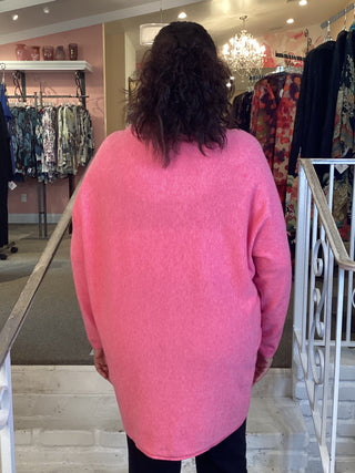 MIKA V  BOXY FINE KNIT - AZALE