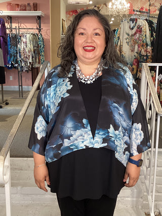 Silk Kimono Jacket - Blue Hydrangea