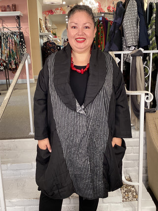 QUILTED JACKET BLACK & STRIPE