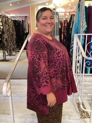 LEOPARD TUNIC - BURGANDY