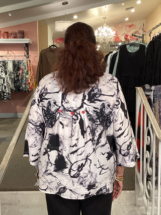 PRINT BUTTON BACK SHIRT-WHT/BL