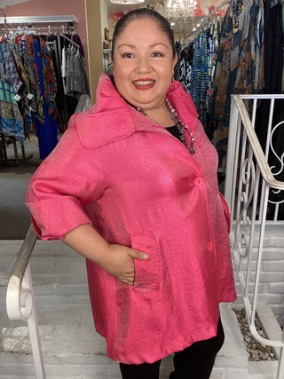 SHIMMER SWING JACKET - FUCHSIA