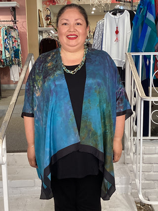 Silk Long Kimono - Lagoon