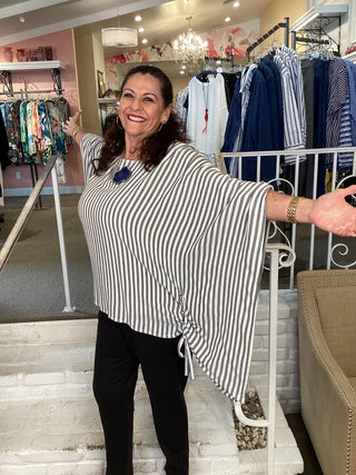 Stripe Poncho - Natural