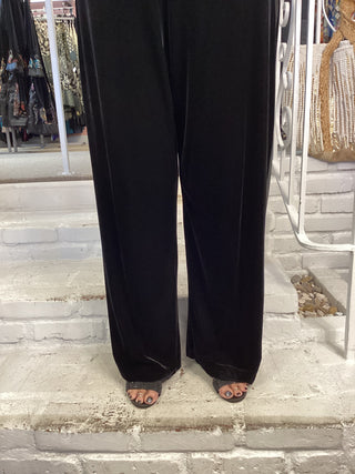 VELVET SATIN TUX PANT - BLACK