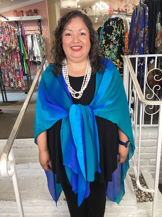 RUANA - CHIFFON TURQ/BLUE