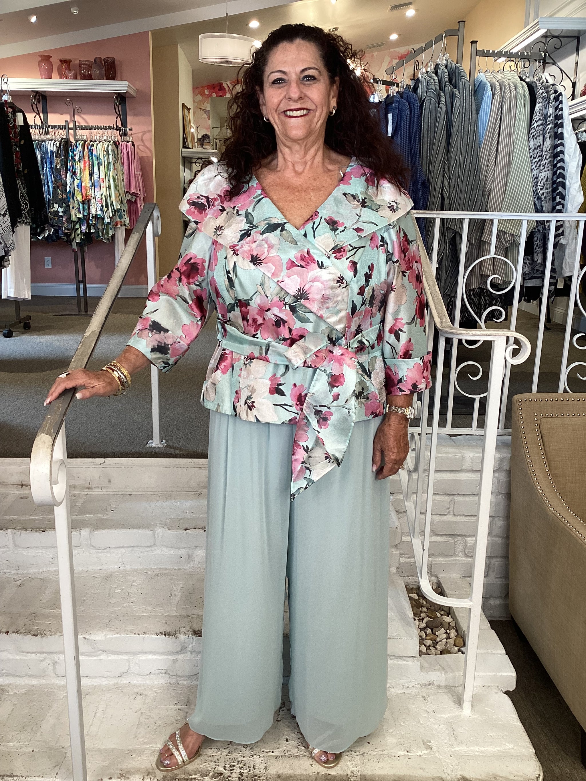 Alex Evening Chiffon Pant in Mint