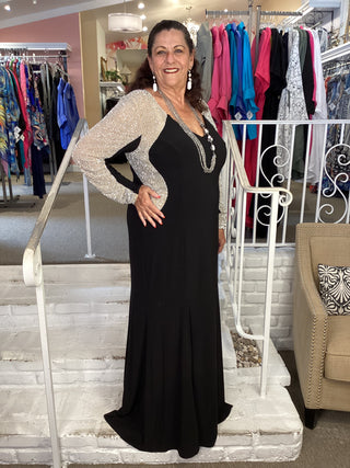 "WREN" GOWN -BLACK-NUDE-SILVER