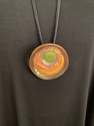 FLORAL PENDANT - GOLD/PURP/GRN