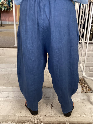 LINEN BAG PANT - BLUE