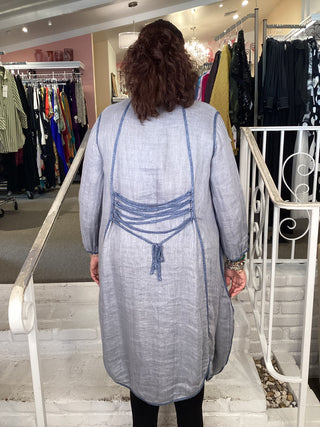 GAUZE BUTTON TUNIC - SKY