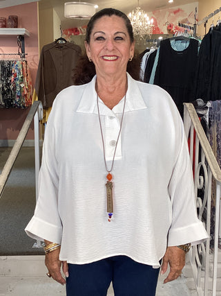 COLLAR AIRFLOW TUNIC - WHITE