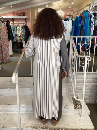1267 3/4 Sleeve Maxi Dress - Natural