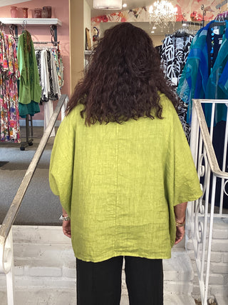 COWL LINEN TOP - KIWI