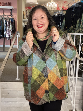 BUTTON PLAID JACKET