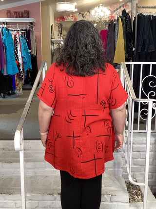 PRINT DOUBLE PKT TOP - RED