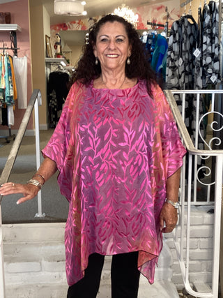 CUT SATIN TUNIC - PINK/ORANGE