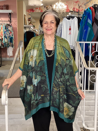 Silk Long Kimono - Wild Rose