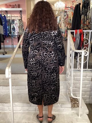 AD910L Cocoon Cut Velvet Dress in Leopard by Alembika