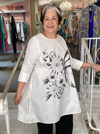 JT1075 Butterfly Tunic - White