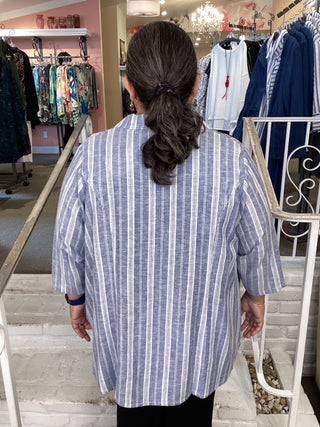 SAMANTHA BLOUSE-DENIM STRIPE