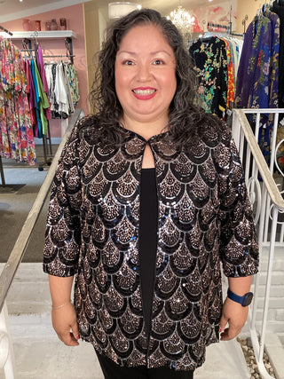 Sequin Twinset - Black/Copper