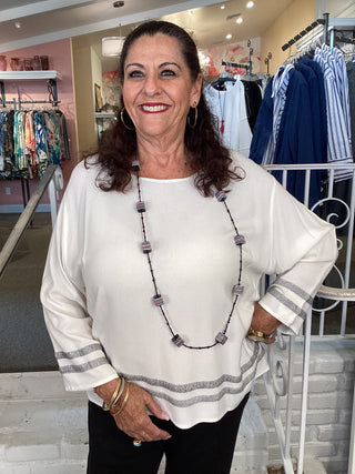 Contrast Stripe Top - White
