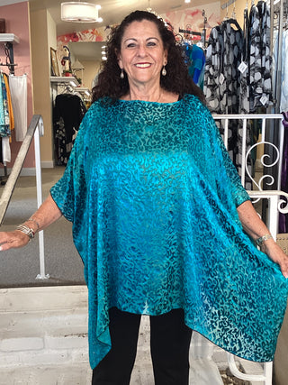 CUT SATIN TUNIC - TURQUOIS