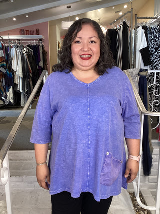 ELBOW SLEEVE V PKT TOP-PACIFIC