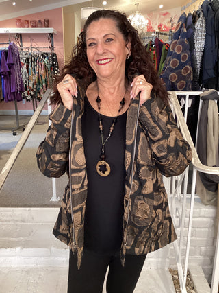 JACKET GEOMETRIC BLACK/BROWN