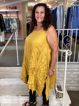LINEN GAUZE TUNIC - MUSTARD