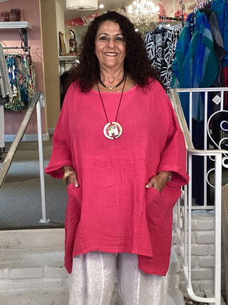 ROZA 2 POCKET TOP - FUCHSIA