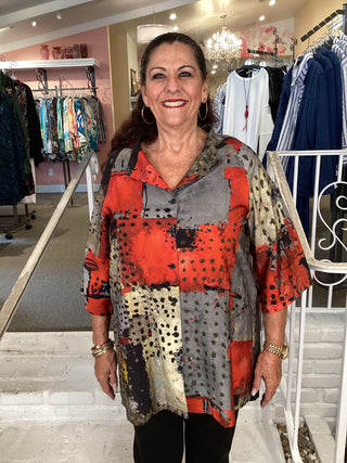 POCKET BLOUSE - RED BLOCK