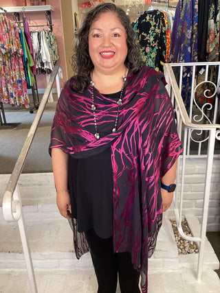 RUANA - CUT SATIN - BLK/PINK