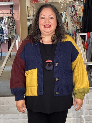 AS945H PATCH CARDIGAN - HONEY