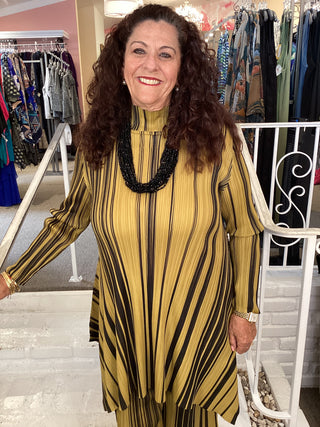 TURN STRIPE TUNIC - MUSTARD