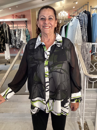CHIFFON OVERLAY BLOUSE - APPLE