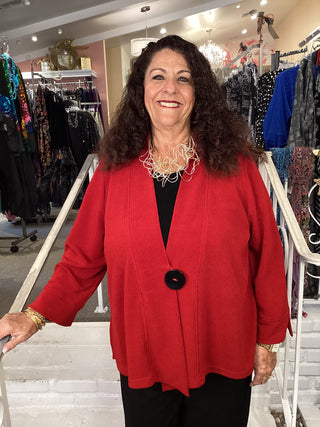 1 BUTTON BOUCLE JACKET - RED