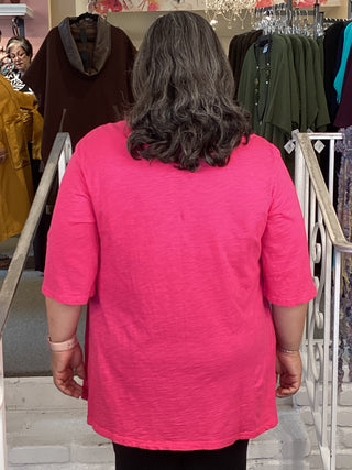 V Neck Elbow Pocket - Fuchsia