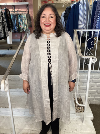 THREAD GAUZE TUNIC - BEIGE