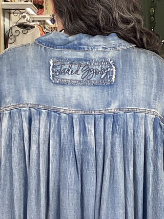 PLEATED TUNIC - DENIM
