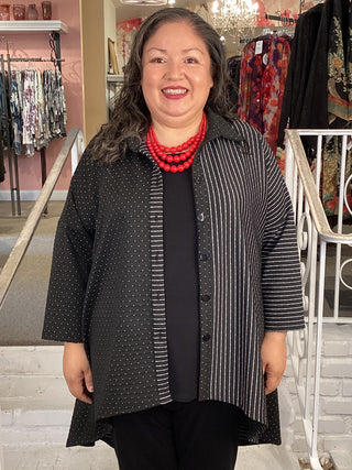 HI  LOW SHIRT - DOT/STRIPE DOT